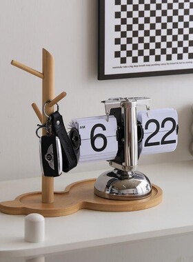 复古家居样板间自动翻页时钟摆件