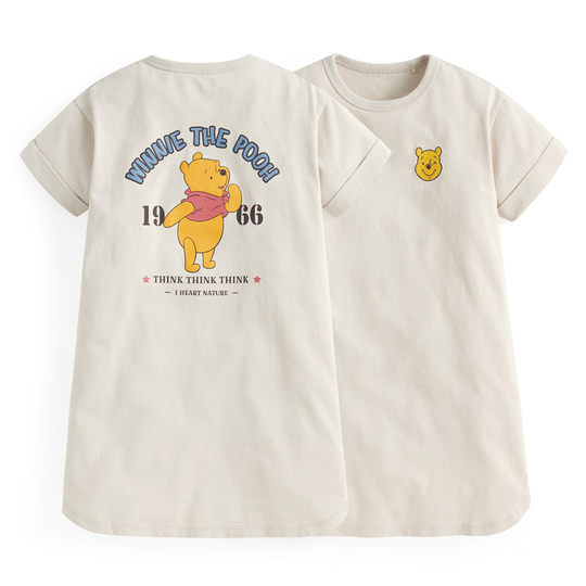 Neue Mädchen Sommer kurzärmeliges Kleid dünne Bambusgelenk Baumwolle loser lässiger, gerade Rock Cartoon mittelgroßer Boden