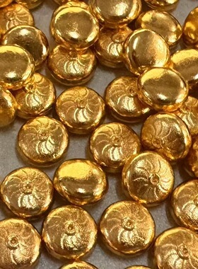 金属实心迷你金色小笼包子装饰品仿真小金豆馒头工艺品柿子小摆件
