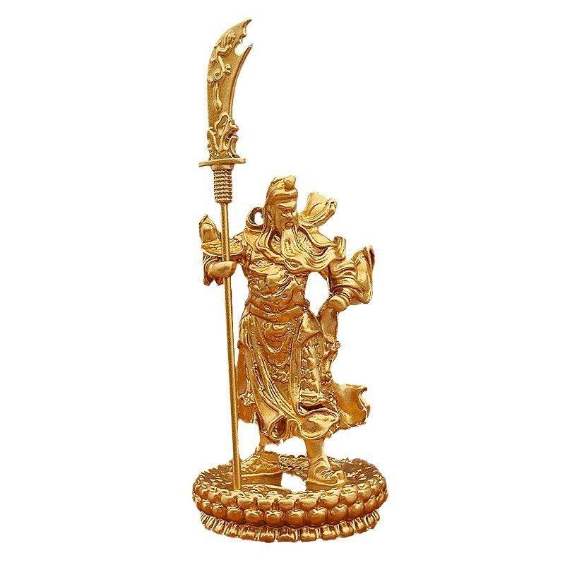 金色武财神关公摆件立刀莲花底家居办公室武圣关羽金属摆件工艺品,淘宝优惠券,粉丝福利购,淘宝优惠卷