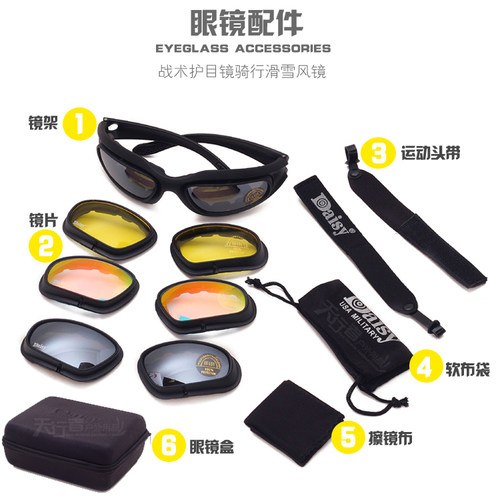 户外骑行沙漠风暴五代战术军迷C5护目镜防飞溅风镜偏光眼镜太阳镜 - 图2