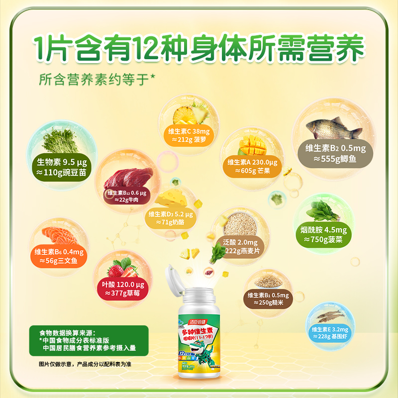 汤臣倍健青少年儿童复合维生素ad多种学生综合b族咀嚼片vc片钙片