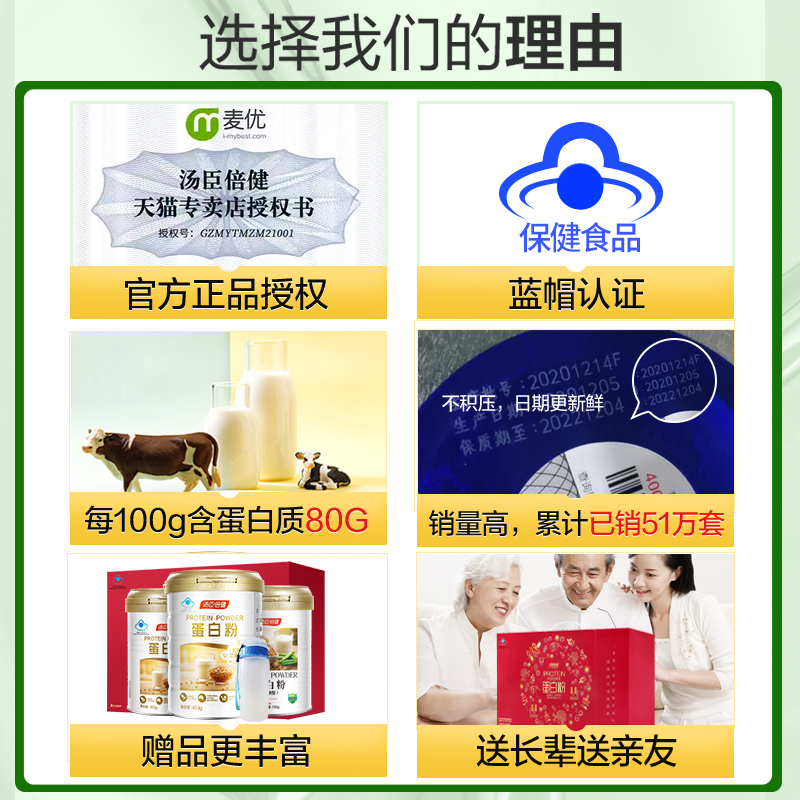 汤臣倍健佰健专卖店汤臣倍健蛋白粉营养蛋白质粉增强免疫力中老年人女正品2