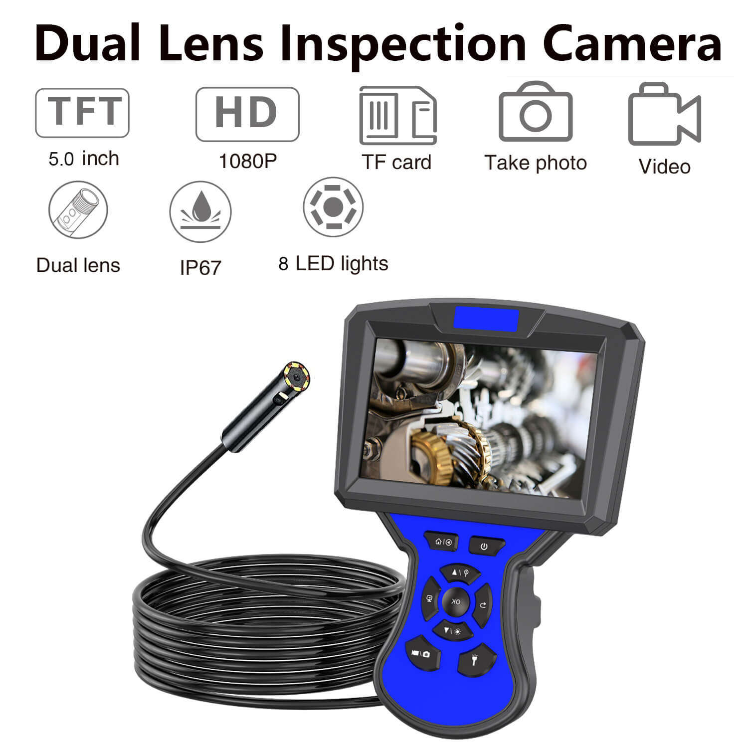 8mm Dual Lens Inspection Camera Industrial Endoscope Waterpr,淘宝优惠券,粉丝福利购,淘宝优惠卷