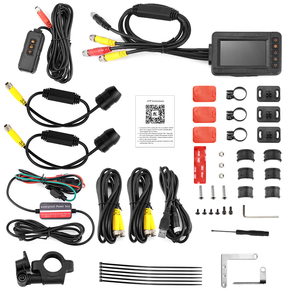2K 2560*1440P Motorcycle Dash Cam 3"IPS Screen Black Box DVR