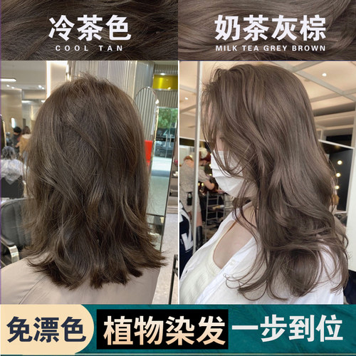 奶茶灰棕染发剂2026流行色植物型无刺激泡沫免漂自己在家染正品女 - 图2