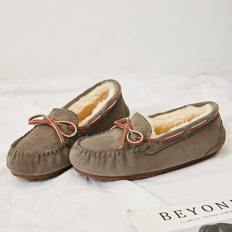 秋冬季豆豆鞋女加厚加绒保暖透气原宿百搭平底孕妇一脚蹬棉鞋,淘宝优惠券,粉丝福利购,淘宝优惠卷