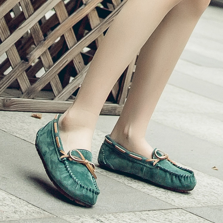 头层真皮豆豆鞋女春秋夏透气软底一脚蹬2021新款孕妇妈妈平底单鞋,淘宝优惠券,粉丝福利购,淘宝优惠卷