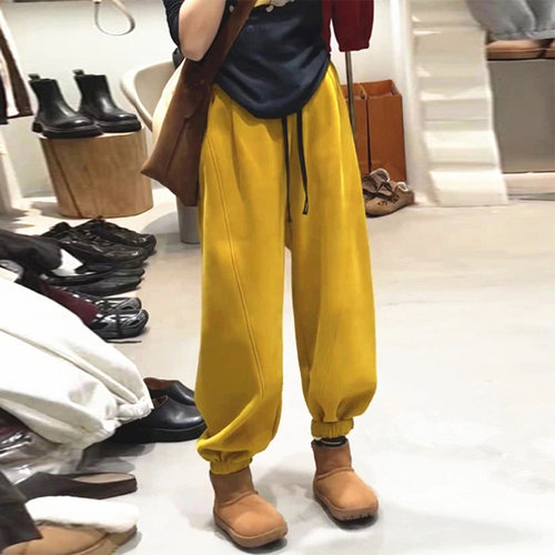 春装女款爆款2026新款裤子韩版高腰显瘦束脚裤宽松休闲运动卫裤 - 图3