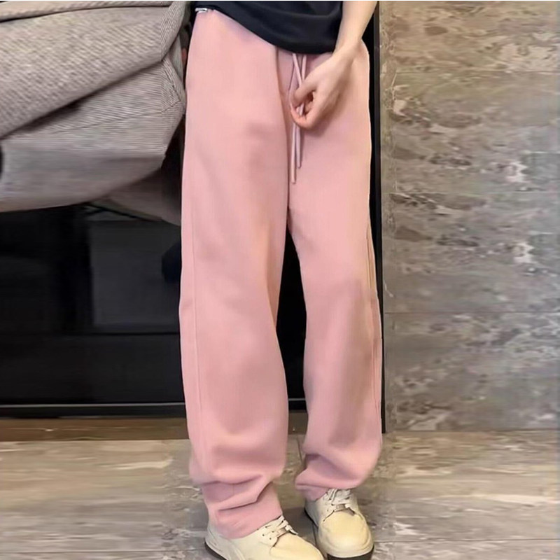 加厚保暖裤子女2025新款宽松显瘦休闲黄色阔腿裤高腰百搭直筒卫裤,淘宝优惠券,粉丝福利购,淘宝优惠卷