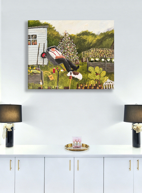 无框画GaryBunt英式乡野菜园小狗花圃田园民宿艺术客厅装饰画挂画