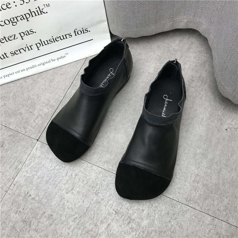 断码处理真皮女鞋2023春季新款时尚休闲低跟牛皮拼接深口女单鞋潮,淘宝优惠券,粉丝福利购,淘宝优惠卷