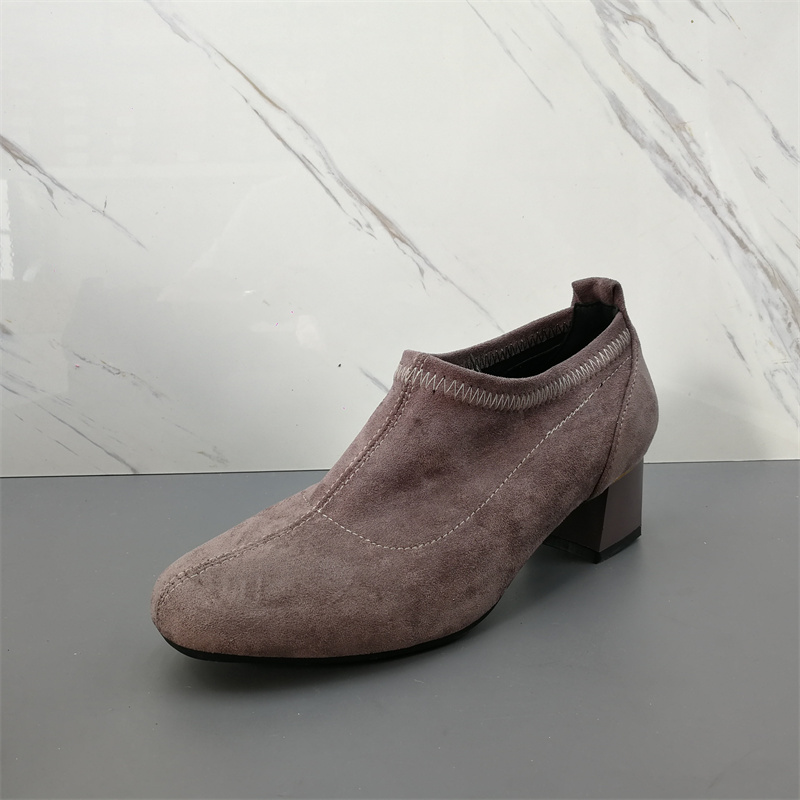 外贸撤柜真皮女鞋尖头高跟羊绒气质韩版潮流深口秋冬女单鞋潮 - 图1