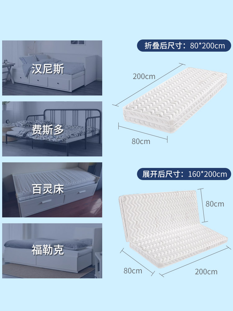 适配宜家汉尼斯床垫80*200折叠福勒克百灵床垫费斯多坐卧两用16*2-图0