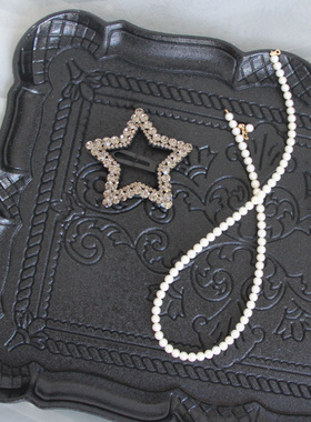 北欧极简木质雕花托盘摆件