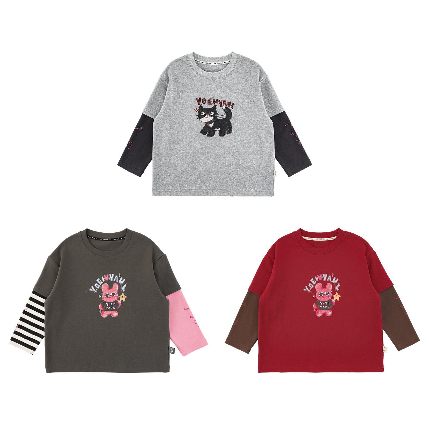 幼悠女童2026春季新款卡通长袖假两件拼色t恤抗菌休闲儿童上衣潮,淘宝优惠券,粉丝福利购,淘宝优惠卷