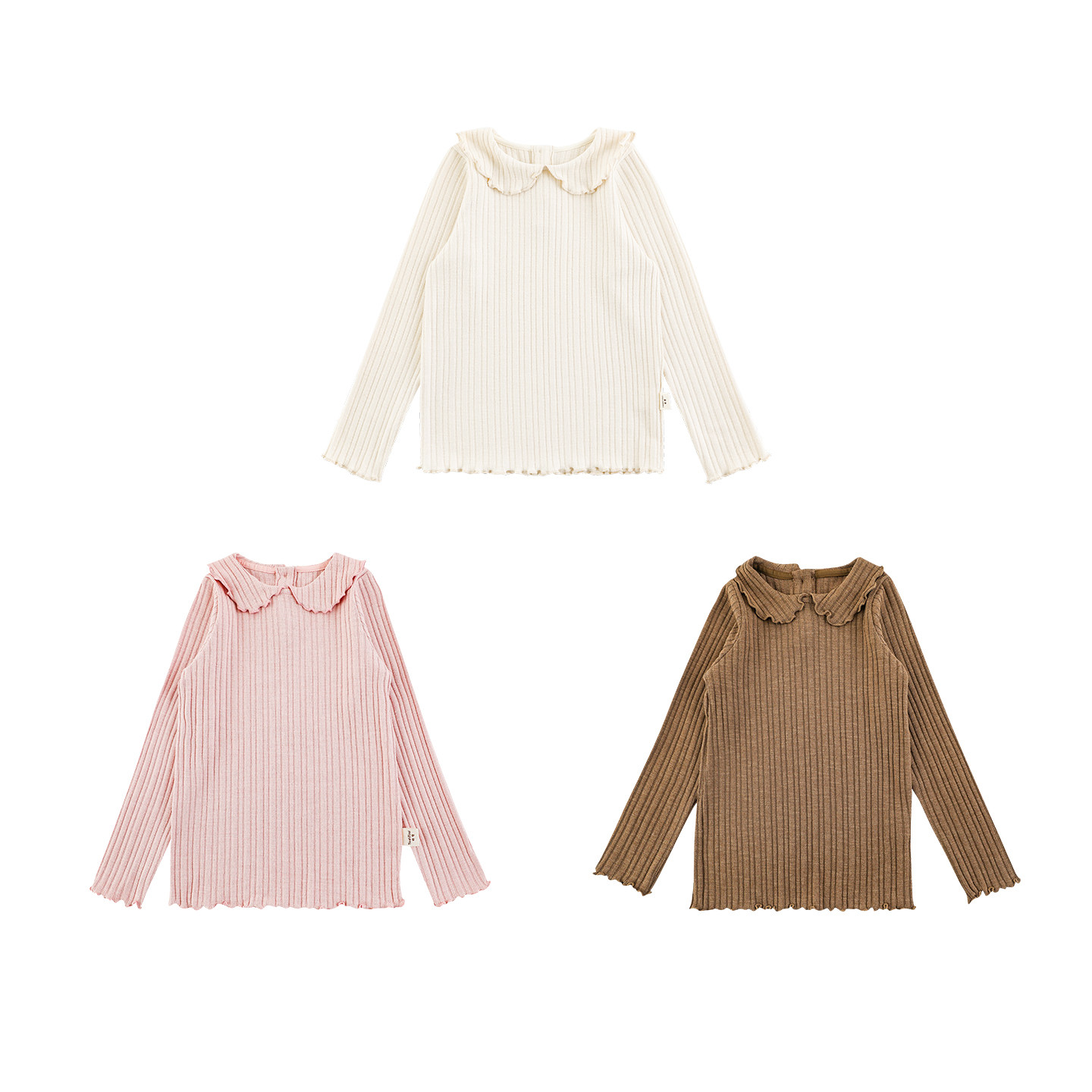 幼悠 女童法式百搭打底衫2025秋季甜美可爱细腻柔软坑条休闲T恤潮,淘宝优惠券,粉丝福利购,淘宝优惠卷