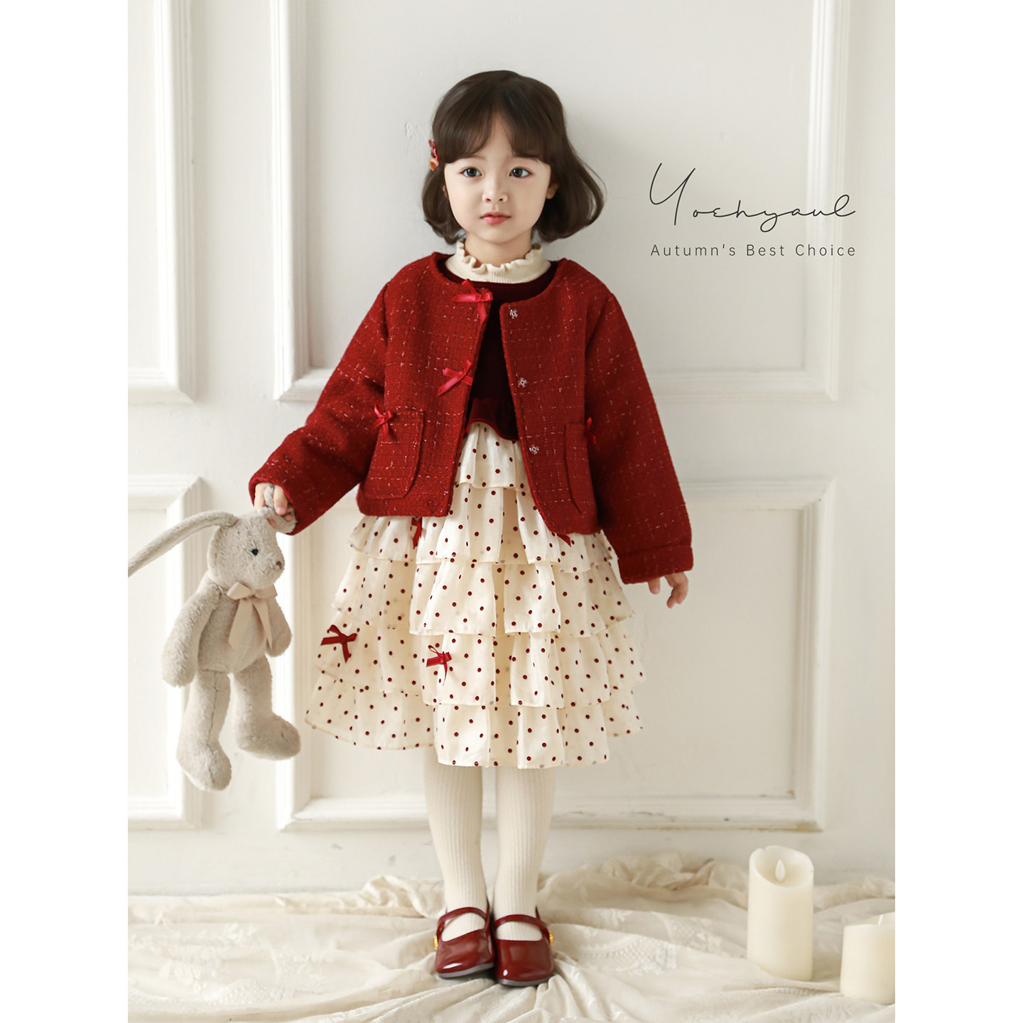 幼悠女童2025冬季新款复古保暖波点蛋糕裙内里夹棉儿童公主裙年服,淘宝优惠券,粉丝福利购,淘宝优惠卷