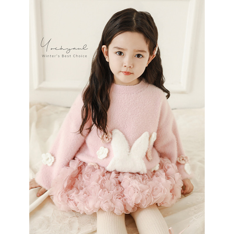 幼悠女童玫瑰网纱花苞裙2025冬季儿童甜美可爱亲肤舒适公主半身裙,淘宝优惠券,粉丝福利购,淘宝优惠卷