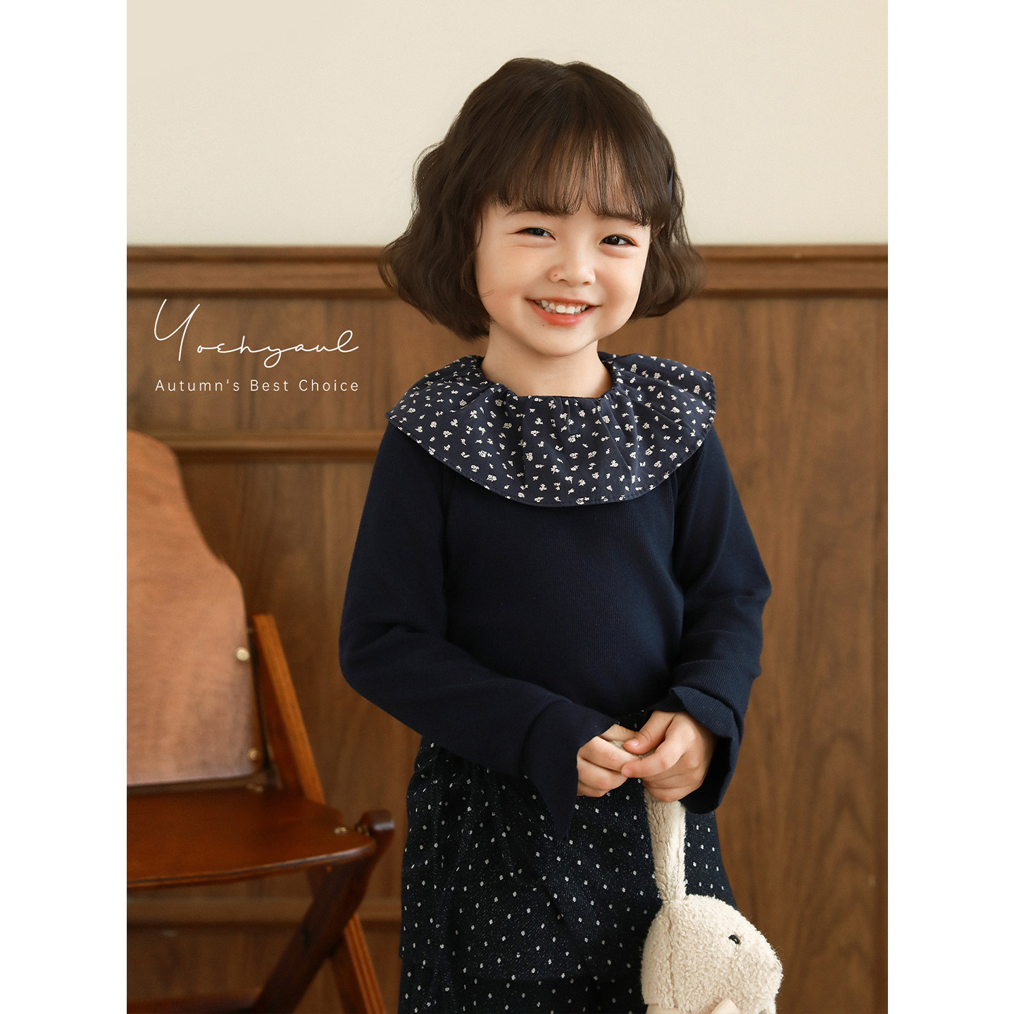 幼悠女童韩系复古打底衫2025秋季洋气可爱防风保暖娃娃领休闲上衣,淘宝优惠券,粉丝福利购,淘宝优惠卷