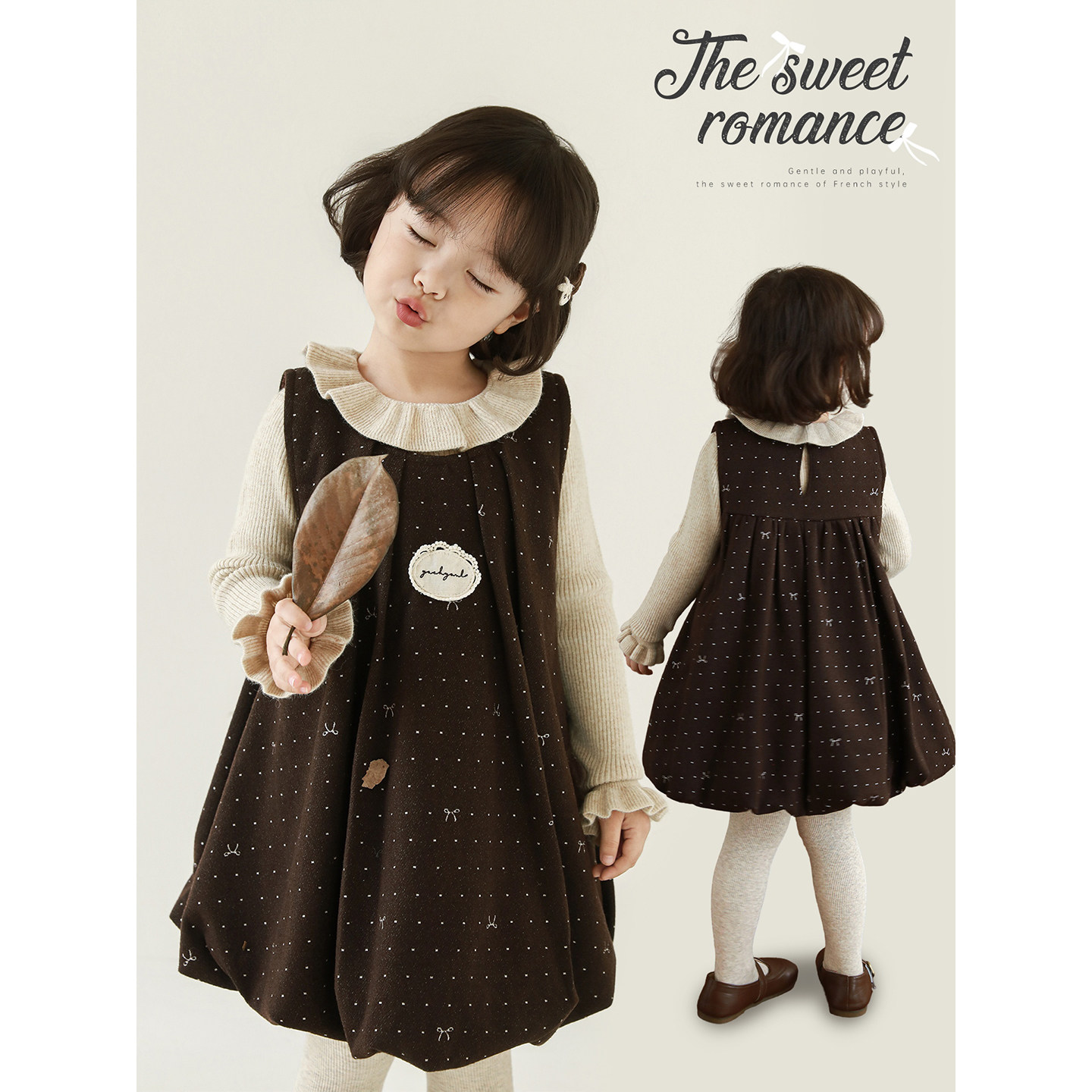 幼悠女童2025冬季新款甜美无袖花苞裙圆点可爱显瘦加厚保暖背心裙,淘宝优惠券,粉丝福利购,淘宝优惠卷