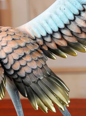 铜一家古典仙鹤大摆件黄铜家居客厅酒柜装饰品乔迁新居贺寿礼品