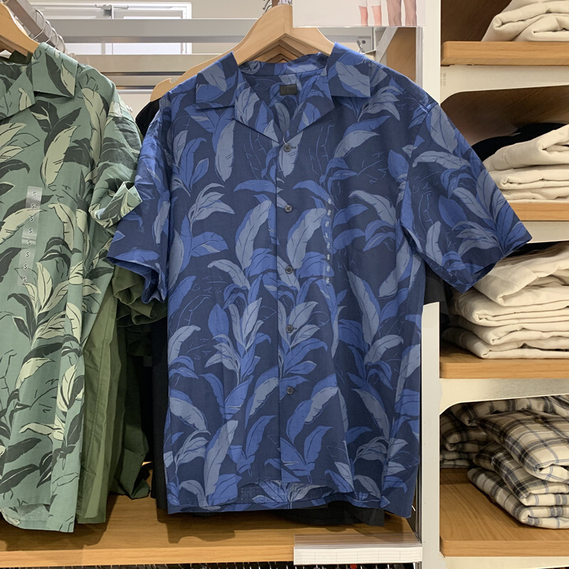 日单男装女装25夏季新款莫代尔棉混纺印花开领衬衫短袖衬衣477644