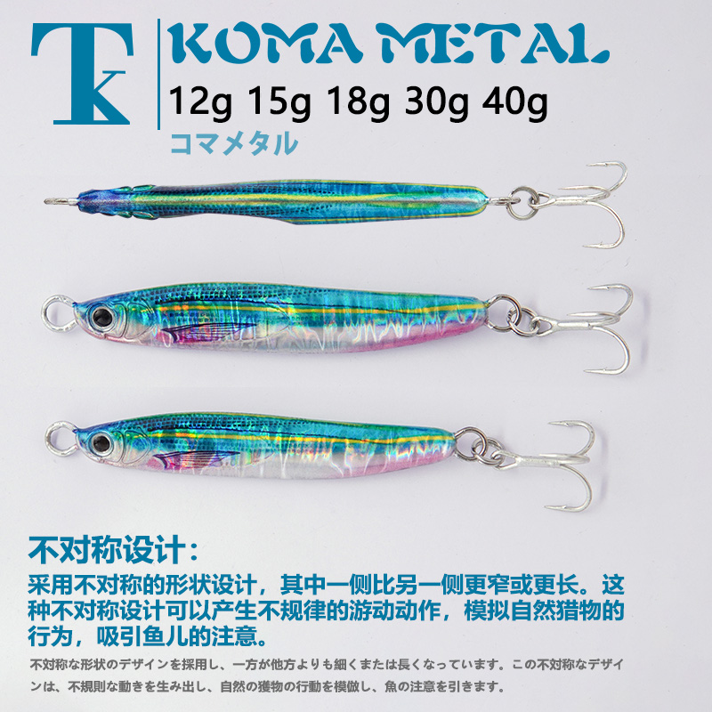 日本TK铁板路亚假饵KOMA METAL3D仿生米诺鲅鱼翘嘴海钓淡水30g40g - 图2