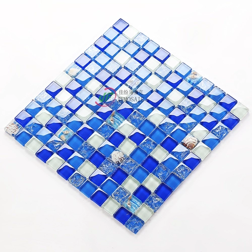 Jia du Mediterranean Blue Glass Mosaic Swomk Bool Foine Shell Shell Shell Shell Shell Shell Tile Fish Bool Discount Promotion