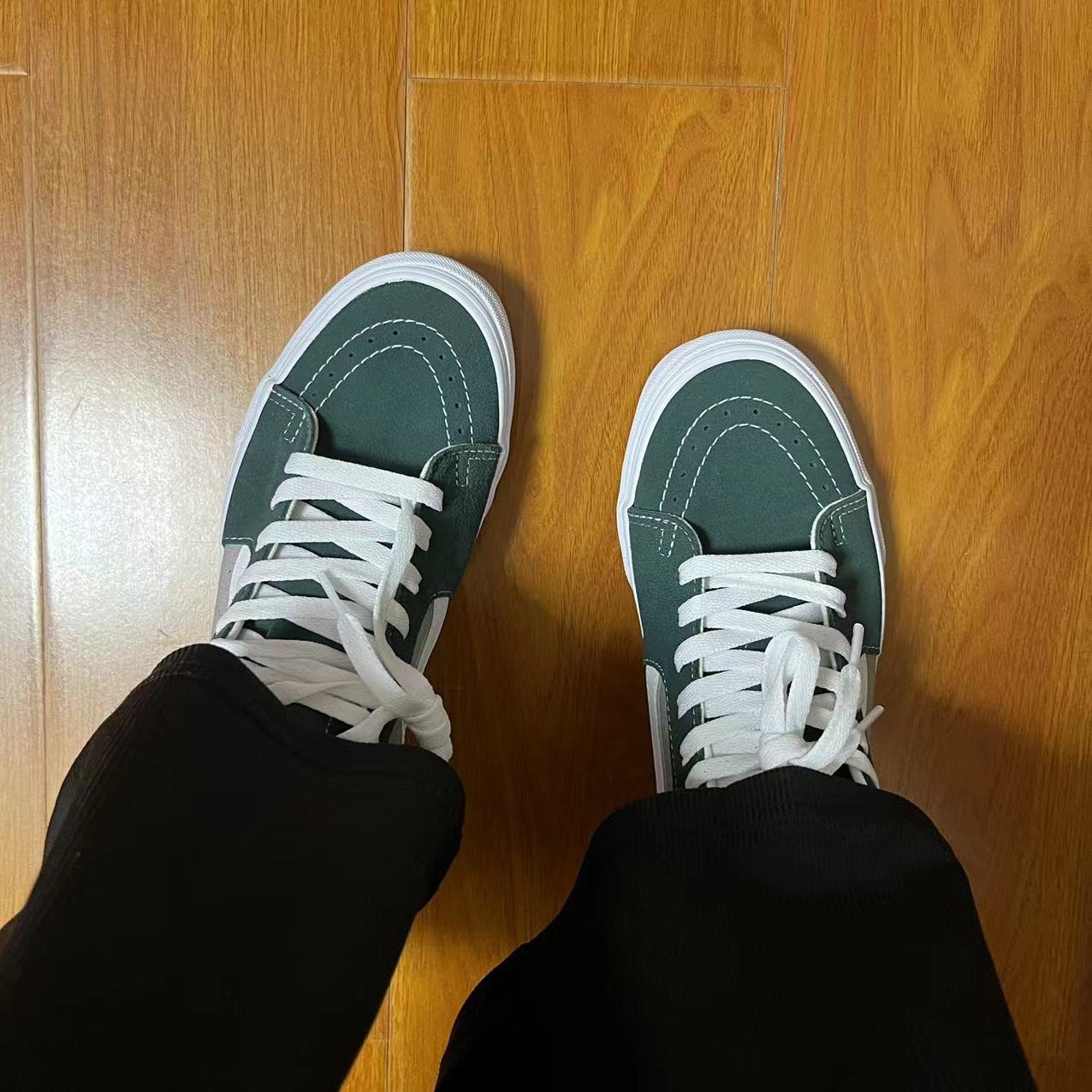 VANS Sk8 Hi 经典款灰绿 鞋底字母拼接高帮休闲板鞋 VN0A4BV6X0P - 图0