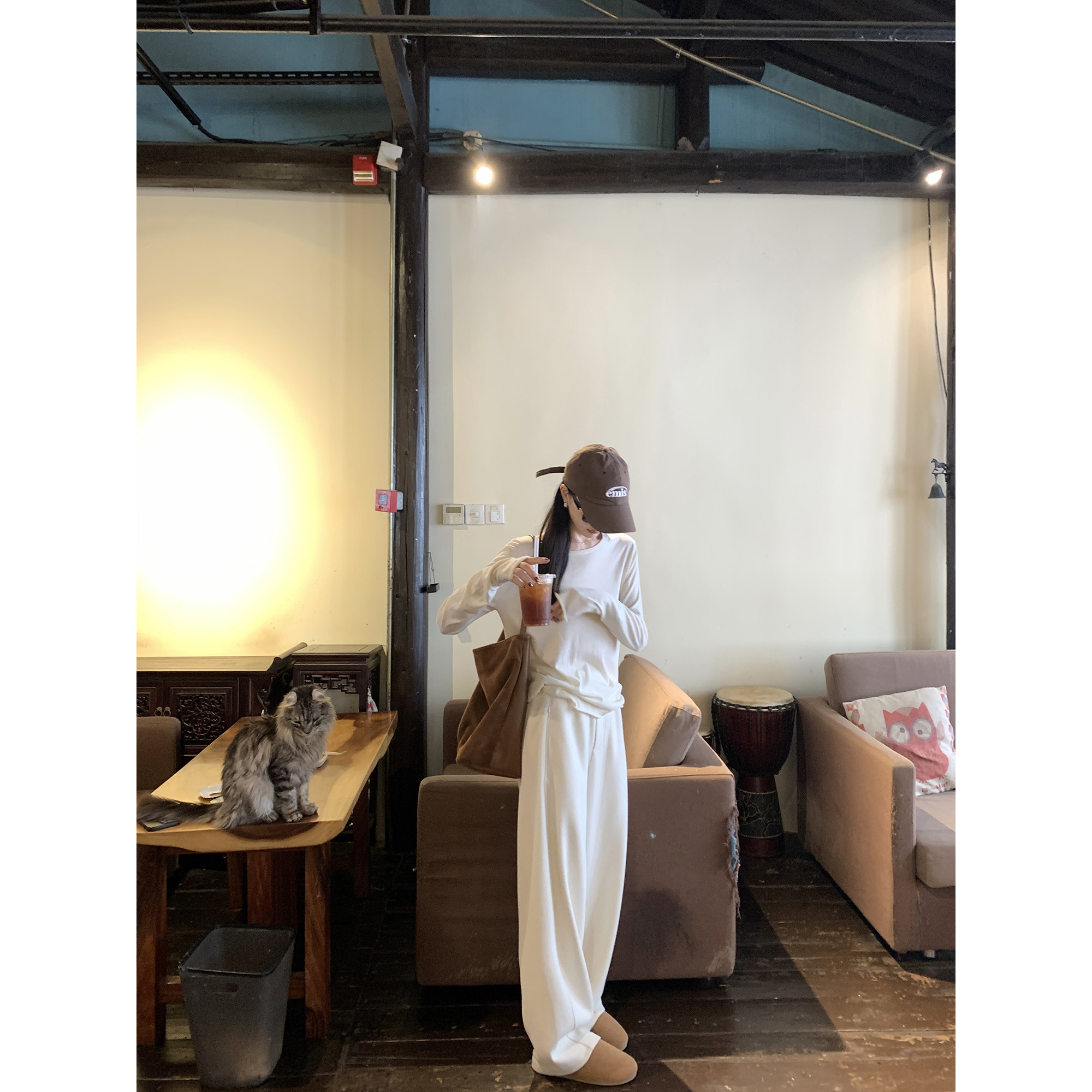 大小姐77  秋冬懒人裤 山羊绒醋酸混纺加厚阔腿裤弯刀裤休闲裤,淘宝优惠券,粉丝福利购,淘宝优惠卷