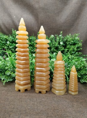 天然玉石摆件黄玉塔7层9层13层