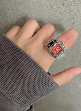 迷你戒指表方形复古潮流戒指