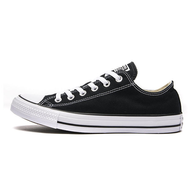 CONVERSE ເກີບຜ້າໃບກະໂປງກາງເກງສີດຳແບບຄລາສສິກສຳລັບຜູ້ຊາຍ ແລະຜູ້ຍິງ, ເກີບຄູ່ 101001