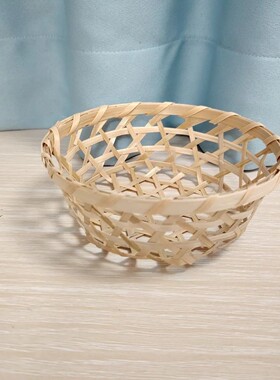 网红竹编甜品篮 奶茶店拍照神器 手工编织竹篓