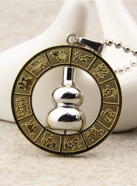 钛钢葫芦吊坠十二生肖九宫八卦图