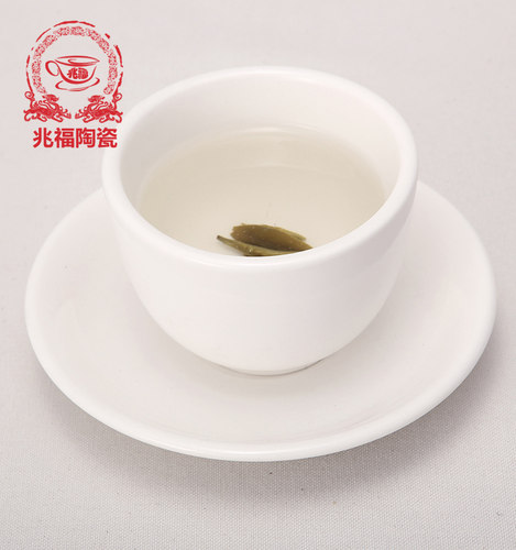 酒店饭店摆台茶盅纯白茶杯子碟 强化瓷陶瓷餐具 - 图2