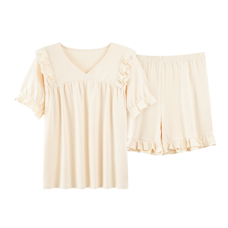 7A抗菌纯棉短袖睡衣女款夏带胸垫2026新款加大码200斤公主风套装,淘宝优惠券,粉丝福利购,淘宝优惠卷