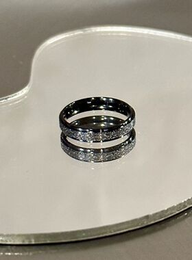 原创非黑即白满天星磨砂黑白戒指