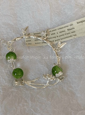 清冷简约冷艳莲花串珠手链古风