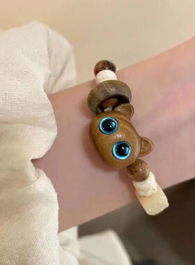 复古情侣可爱手工串珠小猫咪手链