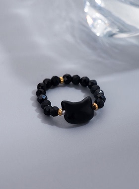 小红书爆款可爱猫咪串珠戒指