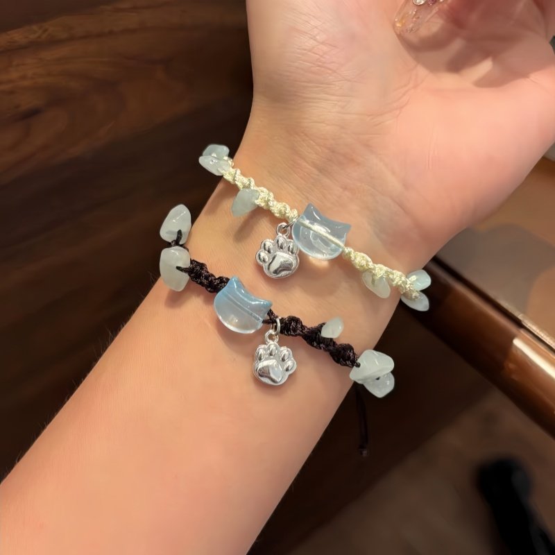 碎石猫咪手链女ins风原创小众高颜值编织手绳送闺蜜礼物情侣手饰,淘宝优惠券,粉丝福利购,淘宝优惠卷