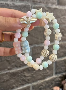 陶瓷小熊手串景德镇马卡龙手链