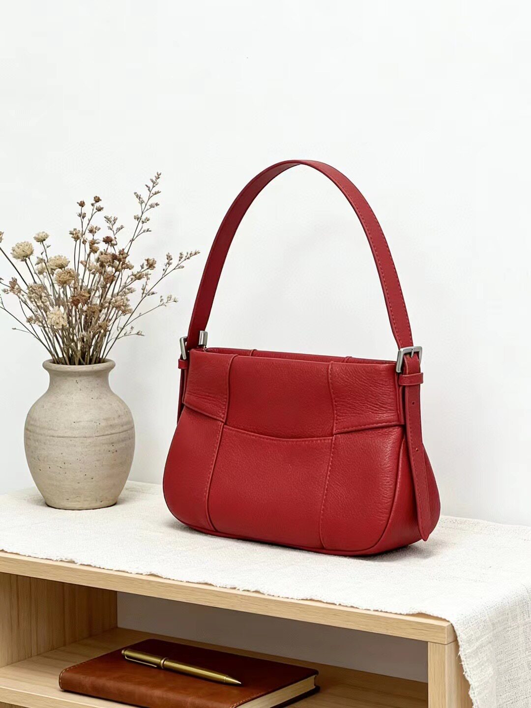 头层牛皮复古小众高级感贝壳女包韩版时尚手提单肩包简约腋下包