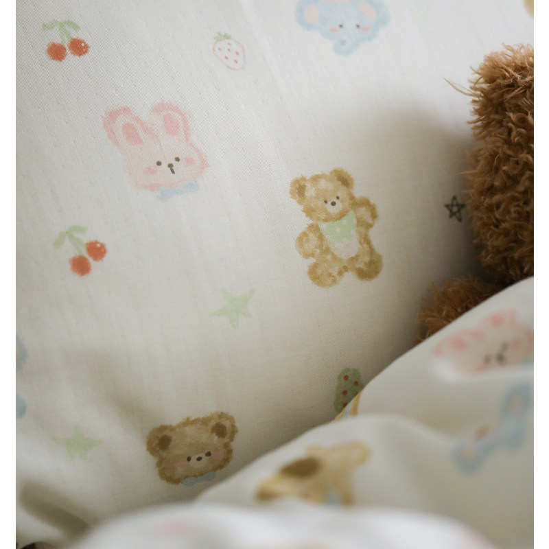 泡芙动物家族卡通可爱宿舍纯棉双层纱床单被套被罩床笠枕套1.2米,淘宝优惠券,粉丝福利购,淘宝优惠卷