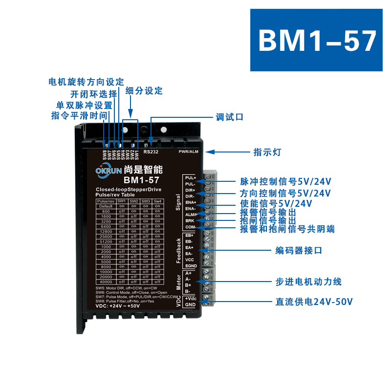 OKRUN42 57 86闭环步进电机0.8N 2.3N 4.5N 8.5N混合伺服步进套装 - 图1