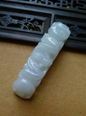 天然玉石精雕蝙蝠工艺品手把件