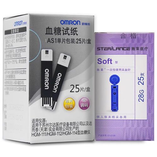 欧姆龙血糖试纸AS1血糖测试仪家用血糖仪测量独立包装HGM-111正品 - 图1