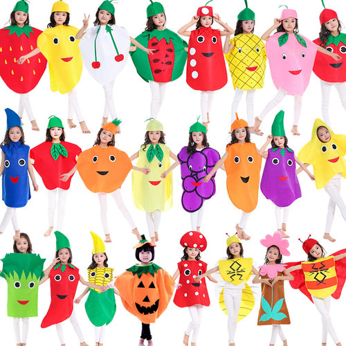 六一节演出服道具水果时装秀环保服装儿童表演蔬菜幼儿园衣服饰-图0